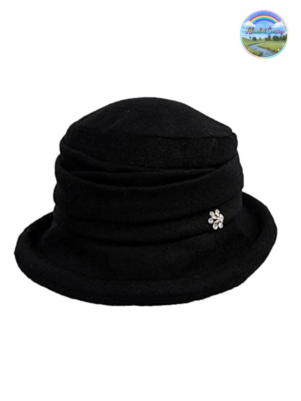 Wool Cloche Hat Vintage 1920s Winter Floral Travel Crushable